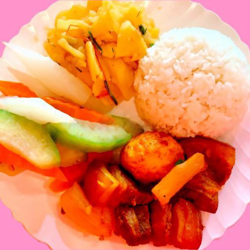 com-thit-trung-kho-khoai-tay-xao-rau