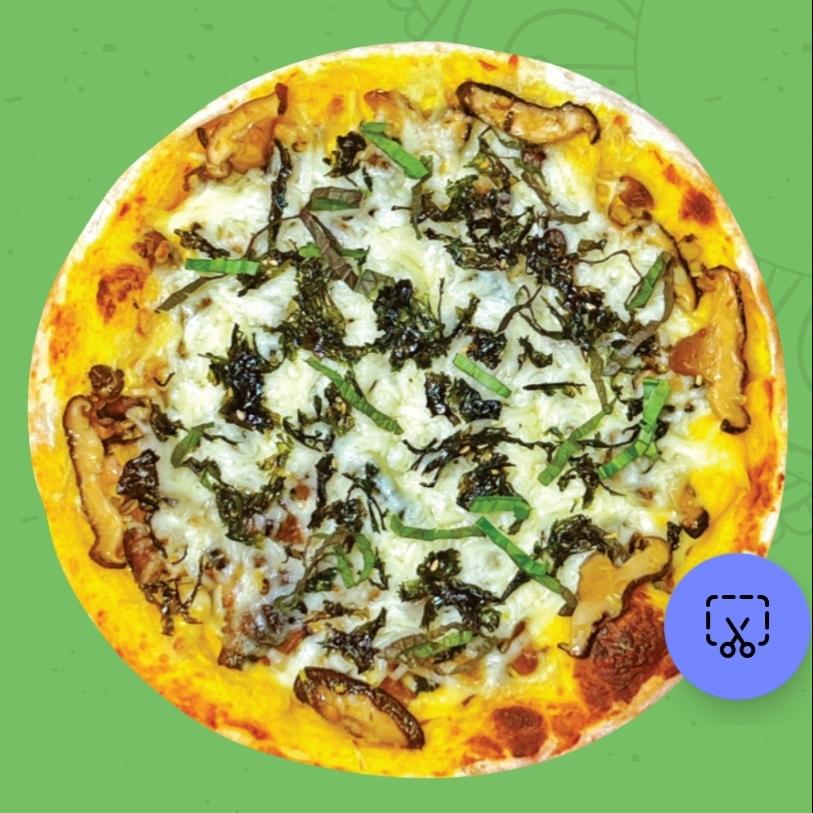 Pizza chay nấm xào rong biển hạnh nhân
