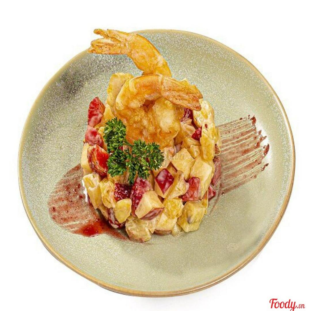 salad-trai-cay-voi-tom-sot-chanh-day