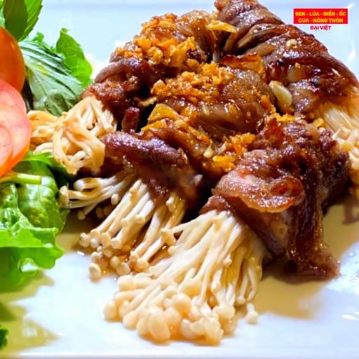 Rolled beef with enoki mushroom - bò cuộn nấm kim châm - 4 rolls