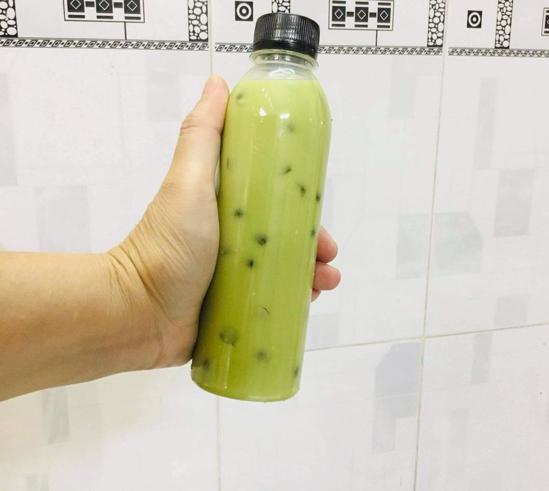 tra-sua-thai-xanh-mix-thach-dua-chai-330ml-kem-tay