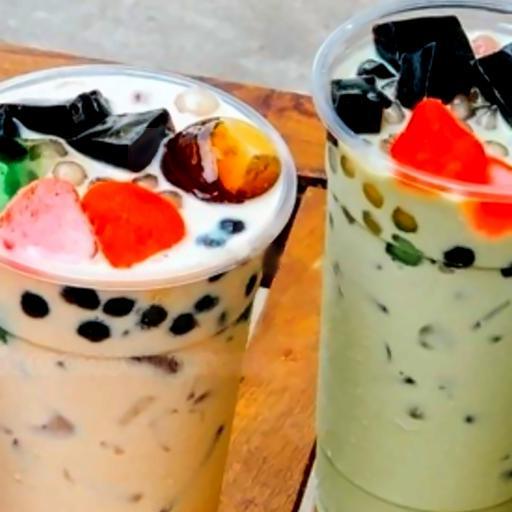 tra-sua-vai-full-topping-banh-flan