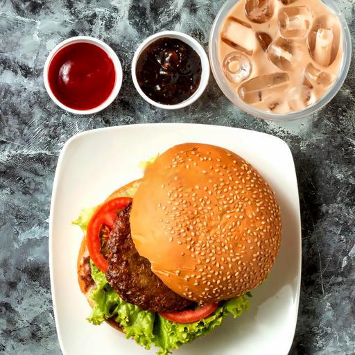 combo-hamburger-bo-teriyaki-tra-sua