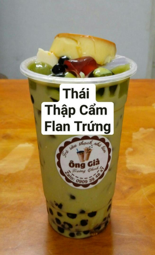tra-sua-thai-thap-cam-flan-trung
