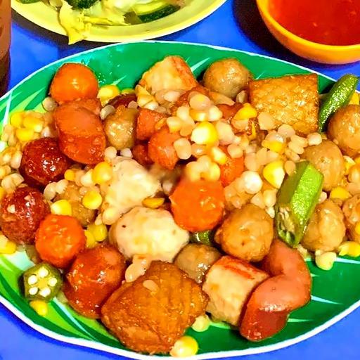 combo-ca-vien-xao-bo-bap-sot-mam-toi-lon