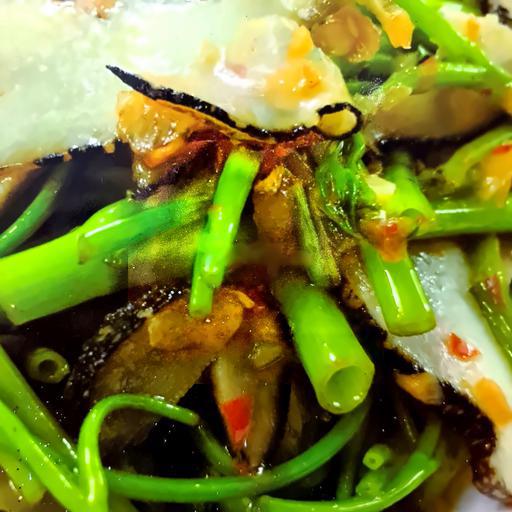 Ốc giác xào rau muống
